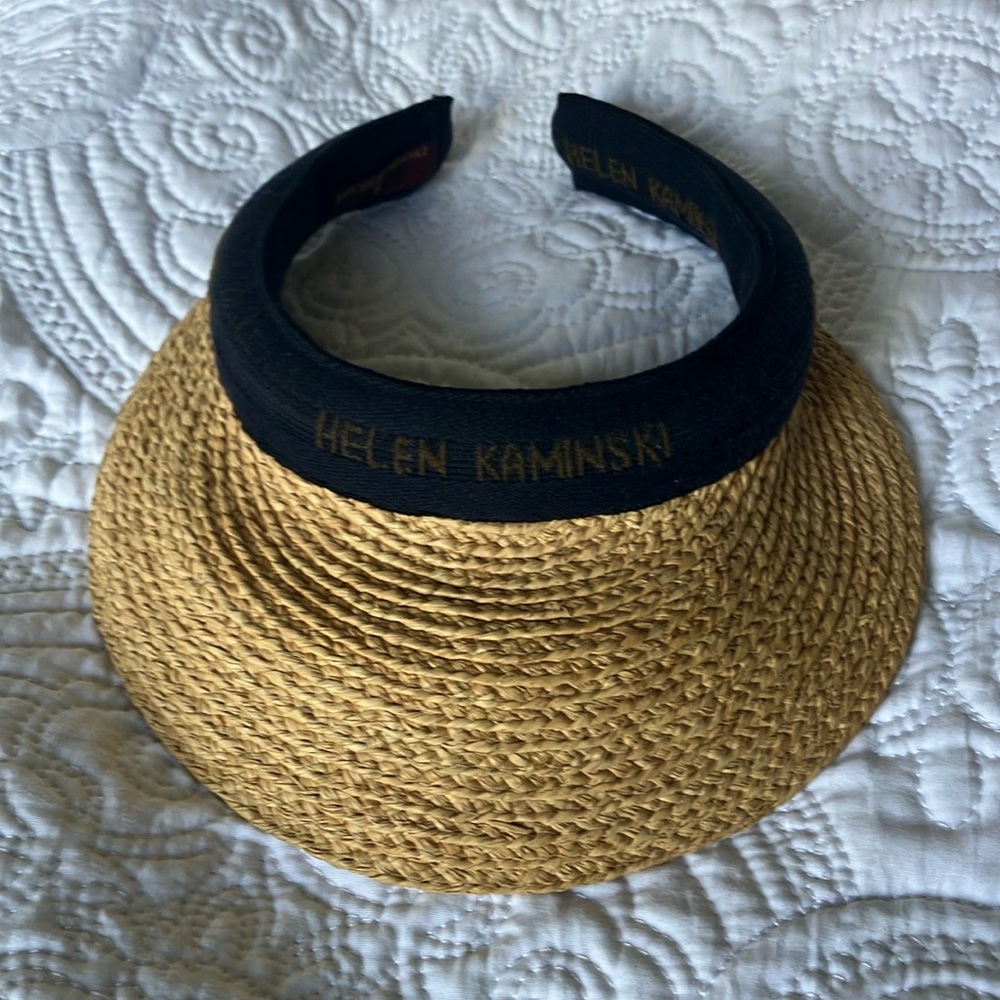 Helen Kaminski Black and Tan Sun Visor Hat